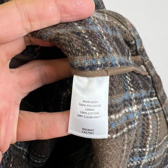 Nordstrom Treasure & Bond Plaid Tartan Shirt Brown Blue Button Shacket Size S - Picture 8 of 8